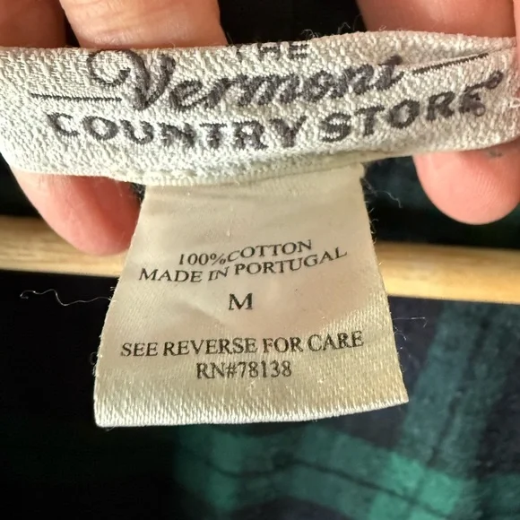 VERMONT COUNTRY STORE Portuguese Flannel Wrap Robe Plaid Blackwatch Cotton M - Picture 4 of 5
